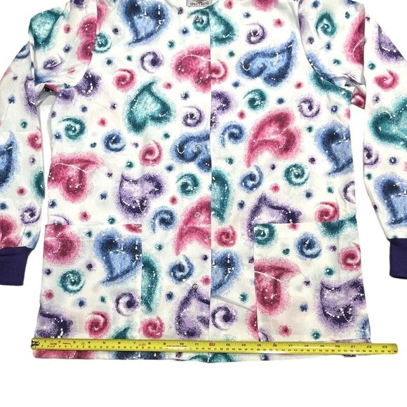 SPECTRUM Medical‎ Scrub Coat Jacket Women's Sizes S/M White Hearts Snap NEW - Picture 15 of 15